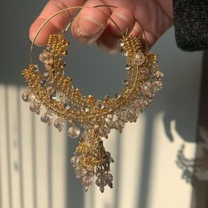 Gold and Light Pink Hoop Baliyaan Earrings